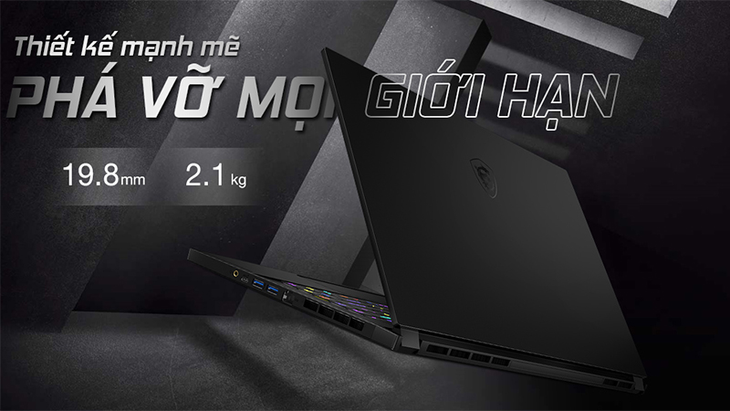 MSI Gaming GS66 (219VN) có thiết kế mạnh mẽ, đậm chất gaming